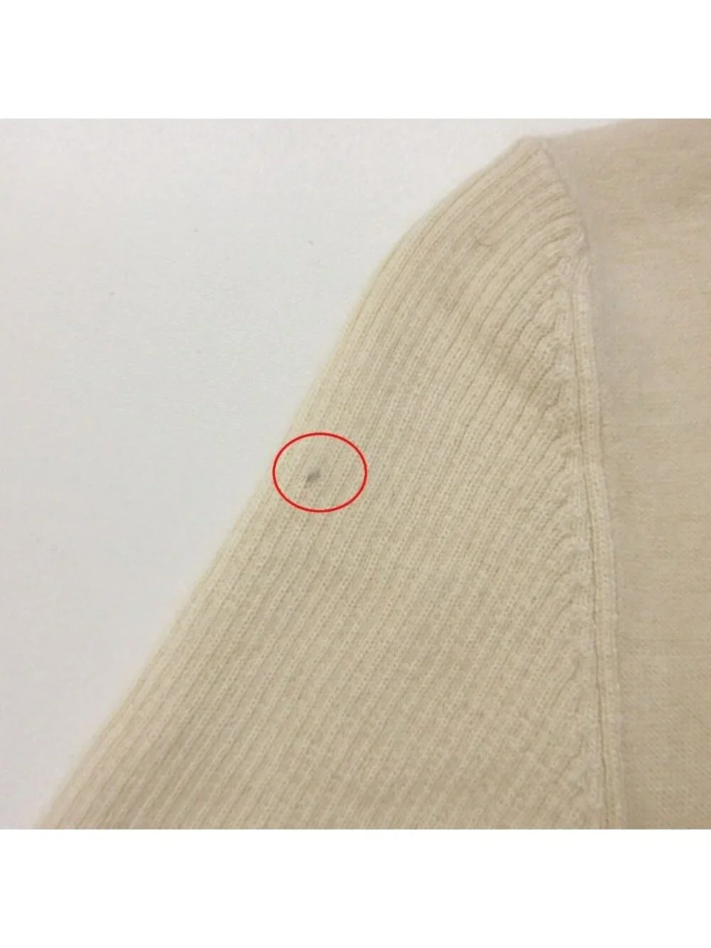 Chanel Knit Logo Plate Cashmere Silk Rib Contrast Short Sleeve Top Light Beige